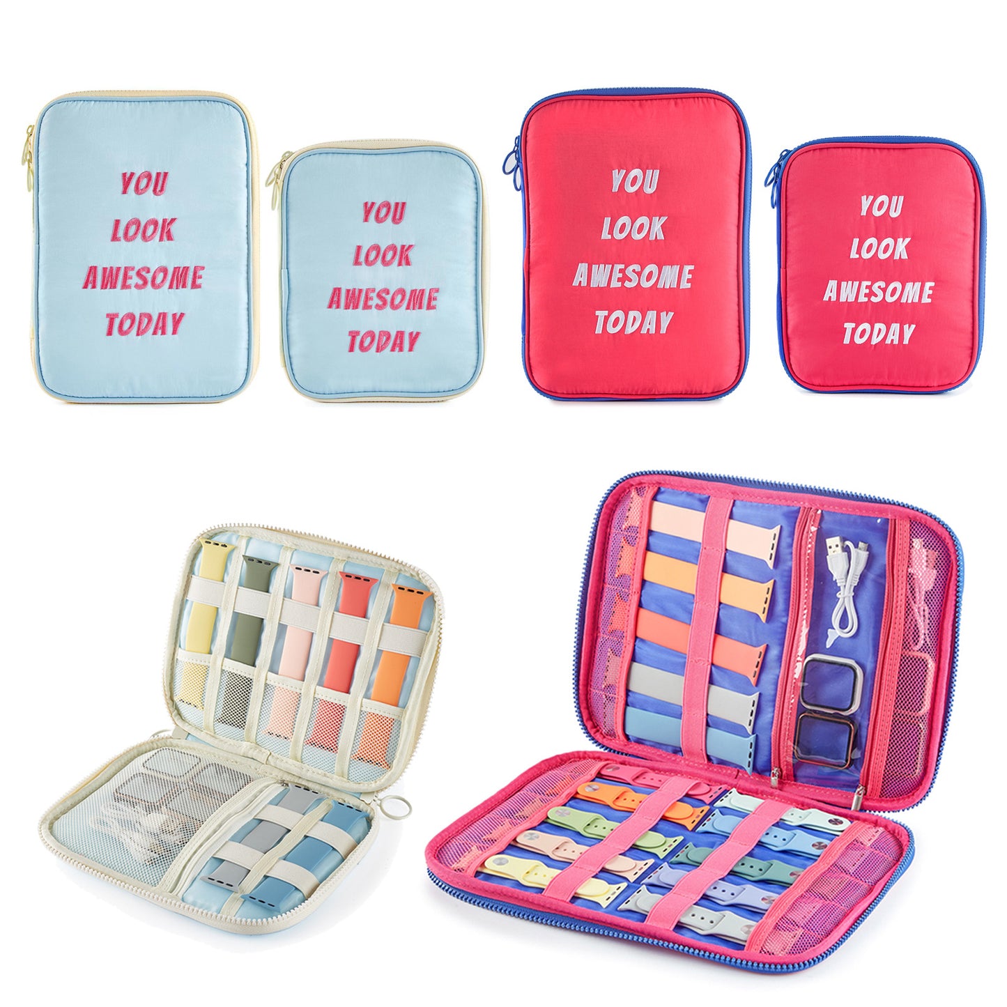 “You Look Awesome Today” Bands Organizer – Watch Band and Cable Storage Pouch - BandsOfTheDay